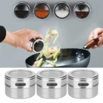 Magnetic Spice Jars Set – Stainless Steel Salt and Pepper Shakers with Seasoning Box