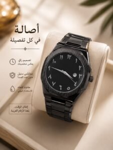 Aura Arabic Watch With Date Stainless Steel