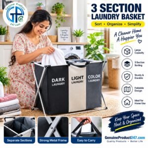 Detachable Laundry Basket 3 Compartment